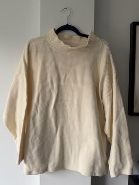 Madewell Cream Mock Neck Shirt with Pockets